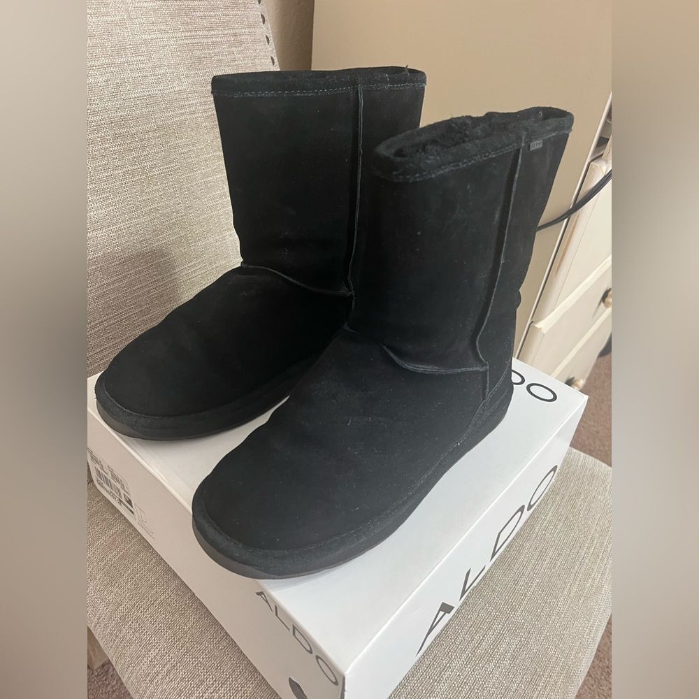 Aldo Suede-Style Black Winter Boots Sz 9 (EU 39) Winter Chic Cozy Y2K Cabincore